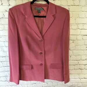 NWT Josephine Chaus Classic Corporate Lined Silk Rose Pink Blazer Size 12